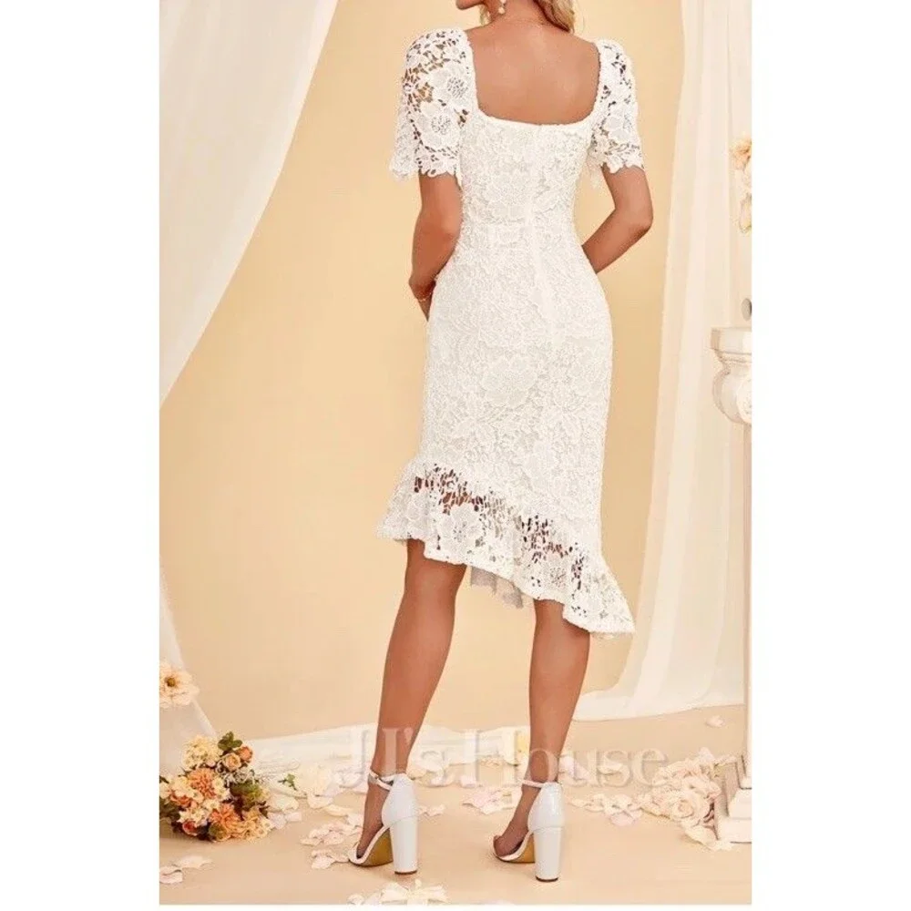 JJ's House Adelita White Lace Midi Dress Size L #312108 - Picture 2 of 16